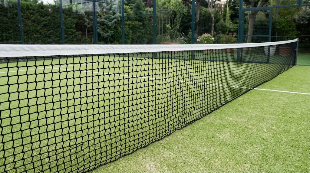 Red de padel separando el terreno de juego en dos campos.