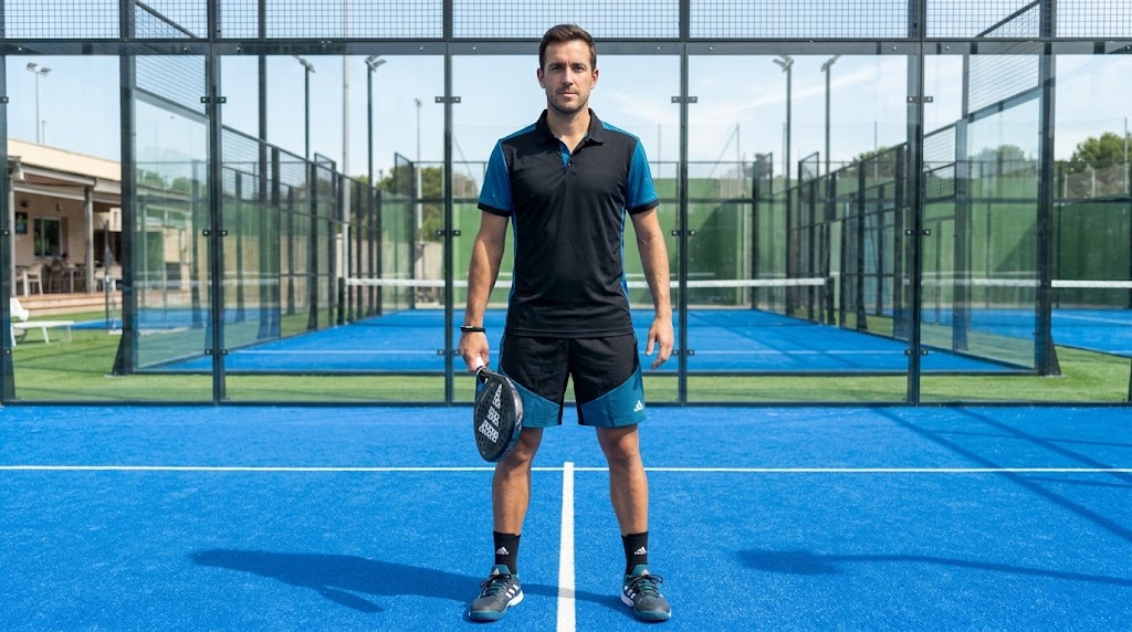 Jugador uniformado para jugar al pádel